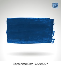 Blue brush stroke and texture. Grunge vector abstract hand - painted element. Underline and border design.