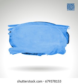 Blue brush stroke and texture. Grunge vector abstract hand - painted element. Underline and border design.