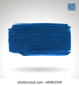 Blue brush stroke and texture. Grunge vector abstract hand - painted element. Underline and border design.