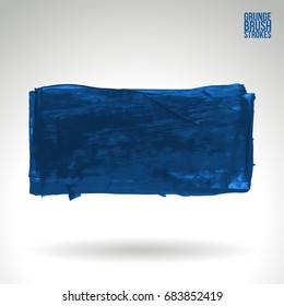 Blue brush stroke and texture. Grunge vector abstract hand - painted element. Underline and border design.