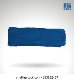 Blue brush stroke and texture. Grunge vector abstract hand - painted element. Underline and border design.