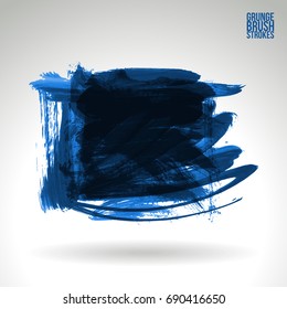 Blue brush stroke and texture. Grunge vector abstract hand - painted element. Underline and border design.