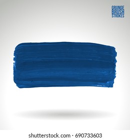 Blue brush stroke and texture. Grunge vector abstract hand - painted element. Underline and border design.
