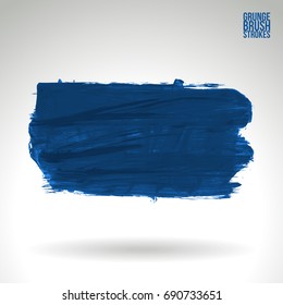 Blue brush stroke and texture. Grunge vector abstract hand - painted element. Underline and border design.