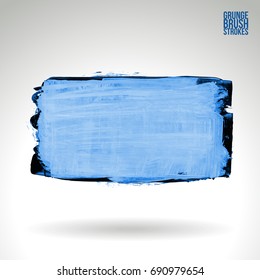 Blue brush stroke and texture. Grunge vector abstract hand - painted element. Underline and border design.