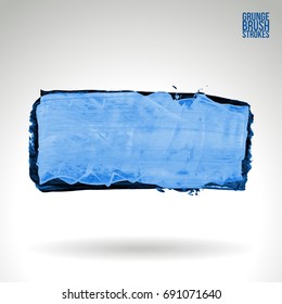 Blue brush stroke and texture. Grunge vector abstract hand - painted element. Underline and border design.