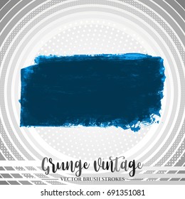 Blue brush stroke and texture. Grunge vector abstract hand - painted element. Underline and border design.