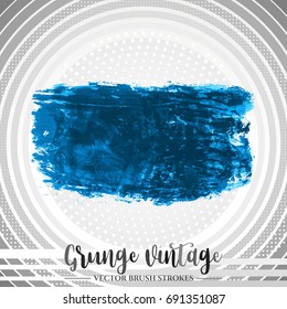 Blue brush stroke and texture. Grunge vector abstract hand - painted element. Underline and border design.