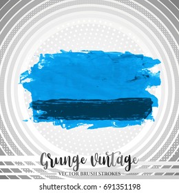 Blue brush stroke and texture. Grunge vector abstract hand - painted element. Underline and border design.