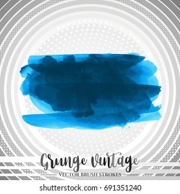 Blue brush stroke and texture. Grunge vector abstract hand - painted element. Underline and border design.