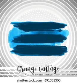 Blue brush stroke and texture. Grunge vector abstract hand - painted element. Underline and border design.