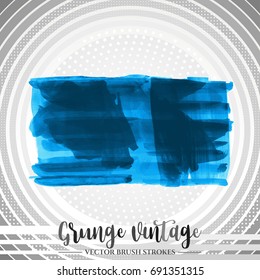 Blue brush stroke and texture. Grunge vector abstract hand - painted element. Underline and border design.