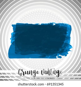 Blue brush stroke and texture. Grunge vector abstract hand - painted element. Underline and border design.