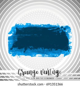 Blue brush stroke and texture. Grunge vector abstract hand - painted element. Underline and border design.