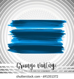 Blue brush stroke and texture. Grunge vector abstract hand - painted element. Underline and border design.