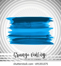 Blue brush stroke and texture. Grunge vector abstract hand - painted element. Underline and border design.