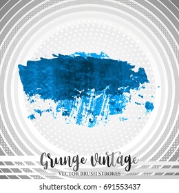 Blue brush stroke and texture. Grunge vector abstract hand - painted element. Underline and border design.