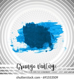 Blue brush stroke and texture. Grunge vector abstract hand - painted element. Underline and border design.