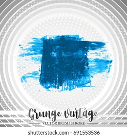 Blue brush stroke and texture. Grunge vector abstract hand - painted element. Underline and border design.