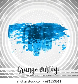 Blue brush stroke and texture. Grunge vector abstract hand - painted element. Underline and border design.