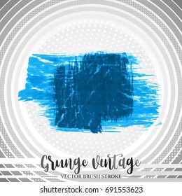 Blue brush stroke and texture. Grunge vector abstract hand - painted element. Underline and border design.