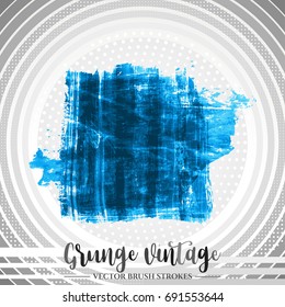 Blue brush stroke and texture. Grunge vector abstract hand - painted element. Underline and border design.