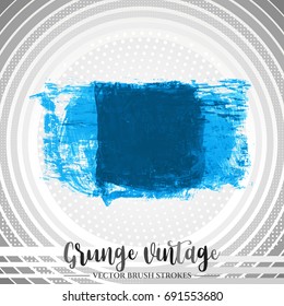 Blue brush stroke and texture. Grunge vector abstract hand - painted element. Underline and border design.