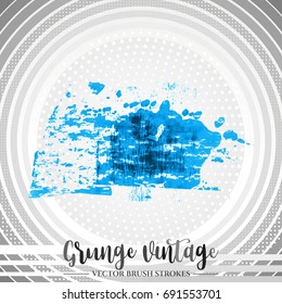 Blue brush stroke and texture. Grunge vector abstract hand - painted element. Underline and border design.