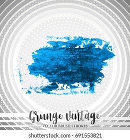Blue brush stroke and texture. Grunge vector abstract hand - painted element. Underline and border design.