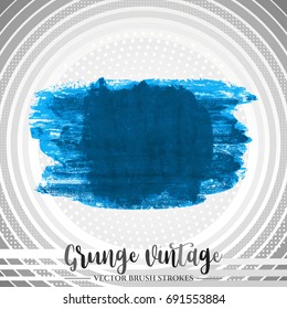 Blue brush stroke and texture. Grunge vector abstract hand - painted element. Underline and border design.