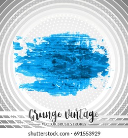 Blue brush stroke and texture. Grunge vector abstract hand - painted element. Underline and border design.