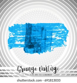 Blue brush stroke and texture. Grunge vector abstract hand - painted element. Underline and border design.