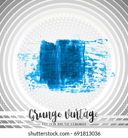 Blue brush stroke and texture. Grunge vector abstract hand - painted element. Underline and border design.