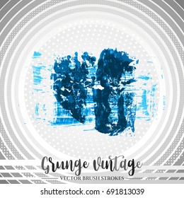 Blue brush stroke and texture. Grunge vector abstract hand - painted element. Underline and border design.