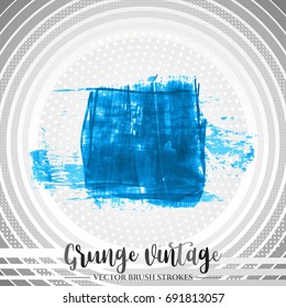 Blue brush stroke and texture. Grunge vector abstract hand - painted element. Underline and border design.