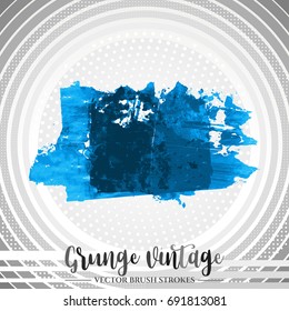 Blue brush stroke and texture. Grunge vector abstract hand - painted element. Underline and border design.