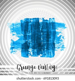 Blue brush stroke and texture. Grunge vector abstract hand - painted element. Underline and border design.