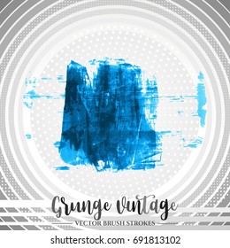 Blue brush stroke and texture. Grunge vector abstract hand - painted element. Underline and border design.