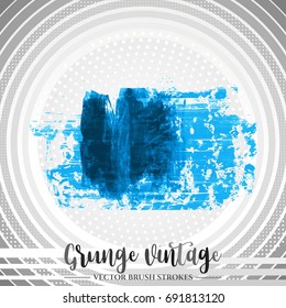 Blue brush stroke and texture. Grunge vector abstract hand - painted element. Underline and border design.