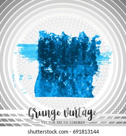 Blue brush stroke and texture. Grunge vector abstract hand - painted element. Underline and border design.