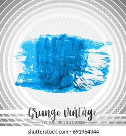Blue brush stroke and texture. Grunge vector abstract hand - painted element. Underline and border design.