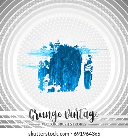 Blue brush stroke and texture. Grunge vector abstract hand - painted element. Underline and border design.