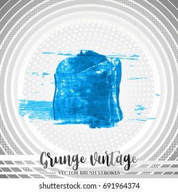 Blue brush stroke and texture. Grunge vector abstract hand - painted element. Underline and border design.