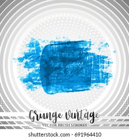 Blue brush stroke and texture. Grunge vector abstract hand - painted element. Underline and border design.