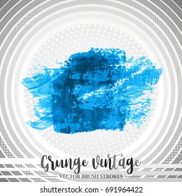 Blue brush stroke and texture. Grunge vector abstract hand - painted element. Underline and border design.