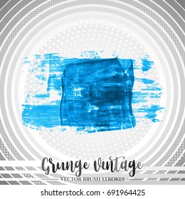 Blue brush stroke and texture. Grunge vector abstract hand - painted element. Underline and border design.