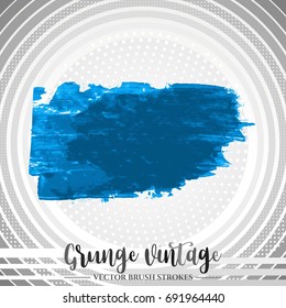 Blue brush stroke and texture. Grunge vector abstract hand - painted element. Underline and border design.