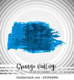Blue brush stroke and texture. Grunge vector abstract hand - painted element. Underline and border design.
