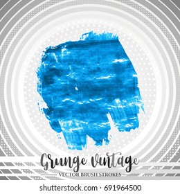 Blue brush stroke and texture. Grunge vector abstract hand - painted element. Underline and border design.