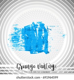 Blue brush stroke and texture. Grunge vector abstract hand - painted element. Underline and border design.
